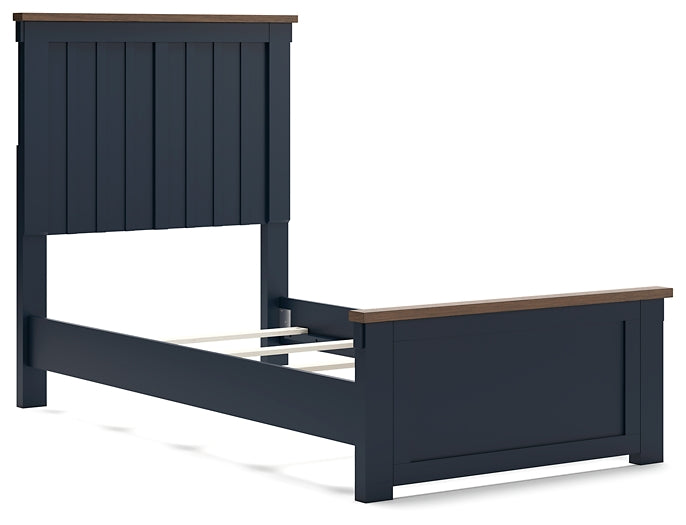 Landocken Twin Panel Bed with Mirrored Dresser