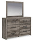 Graystorm Queen Panel Bed with Mirrored Dresser, Chest and Nightstand