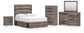 Graystorm Full Panel Bed with Storage with Mirrored Dresser, Chest and Nightstand