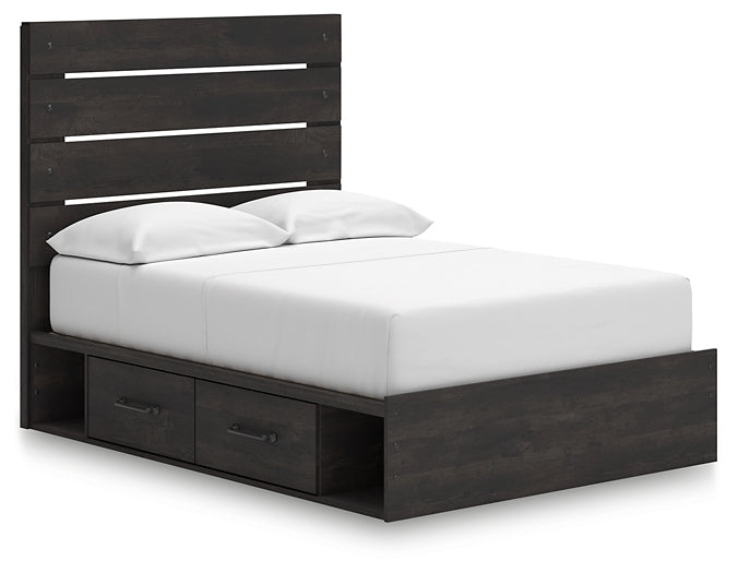 Hollivern Full Panel Bed with Storage with Mirrored Dresser