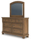 Feddinger King Panel Bed with Mirrored Dresser and Nightstand