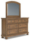 Feddinger King Panel Bed with Mirrored Dresser, Chest and Nightstand